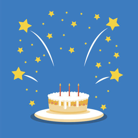 sweet cake birthday with candles vector illustration designのイラスト素材