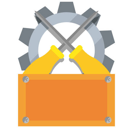 screwdriver gear construction board tool vector illustration designのイラスト素材