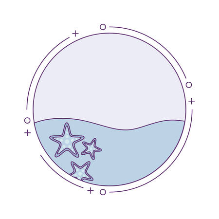 sea in frame circular with starfishes vector illustration designのイラスト素材