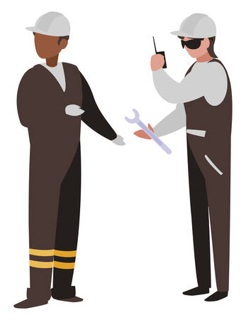 couple of men builders working vector illustration designのイラスト素材