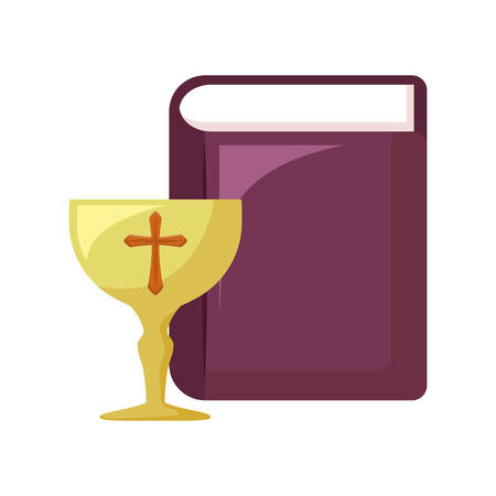 Illustration for chalice sacred with holy bible vector illustration design - Royalty Free Image