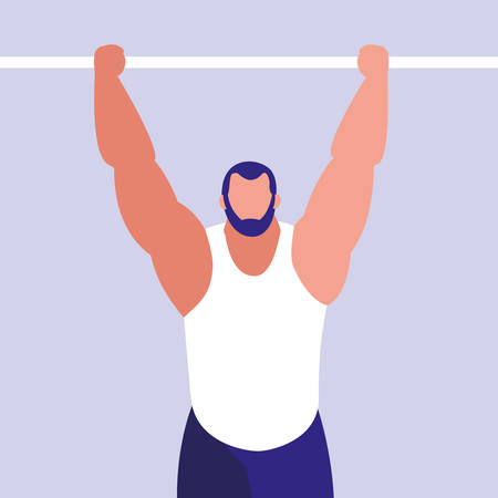 young man practicing gymnasia in bars vector illustration designのイラスト素材