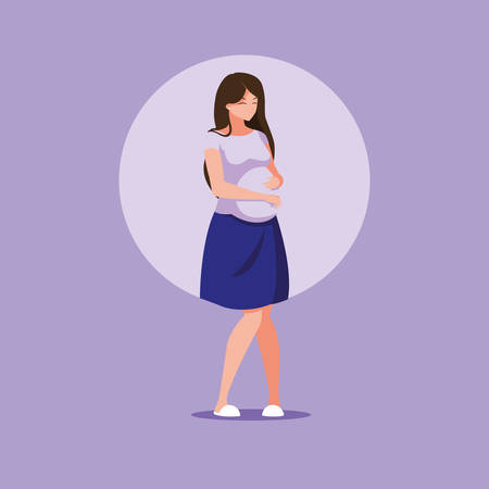 pregnant young woman avatar character vector illustration designのイラスト素材