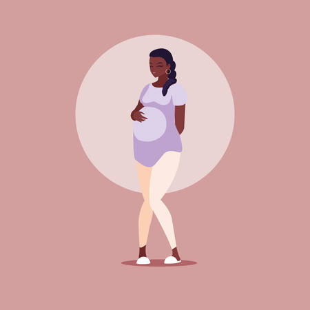 pregnant afro woman avatar character vector illustration designのイラスト素材