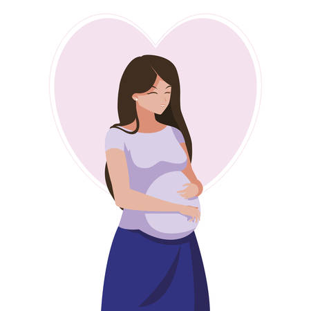 beautiful pregnancy woman in heart character vector illustration designのイラスト素材