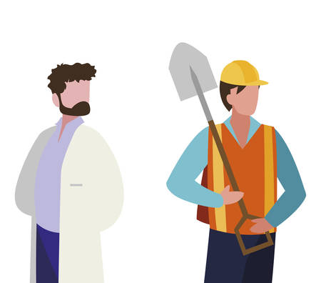 couple of professional workers characters vector illustration designのイラスト素材