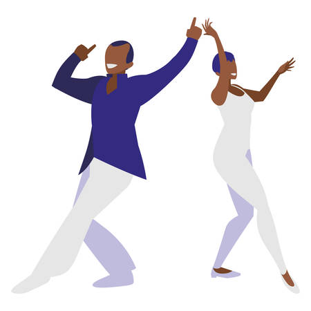 young black couple dancing characters vector illustration designのイラスト素材