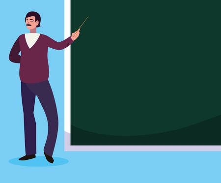 teacher male with chalkboard character vector illustration designのイラスト素材