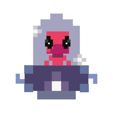 ufo invader battle video game retro vector illustration designのイラスト素材