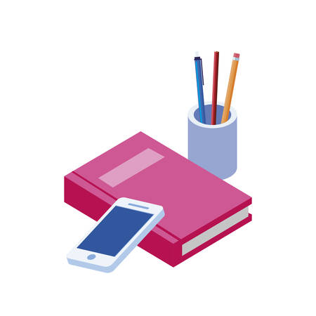 text book with smarphone vector illustration designのイラスト素材
