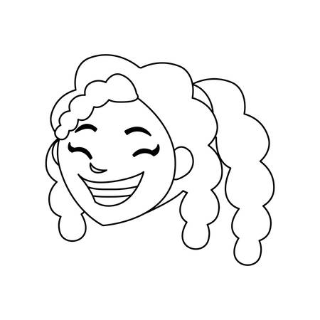 cute happy black girl head character vector illustration designのイラスト素材
