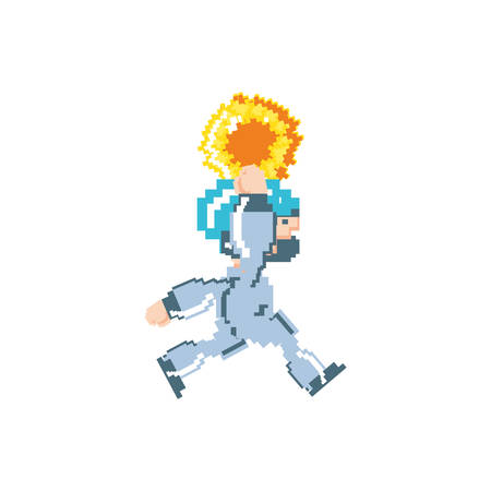 video game jumping avatar pixelated vector illustration designのイラスト素材