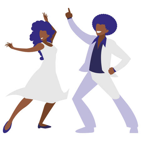 young black couple dancing characters vector illustration designのイラスト素材