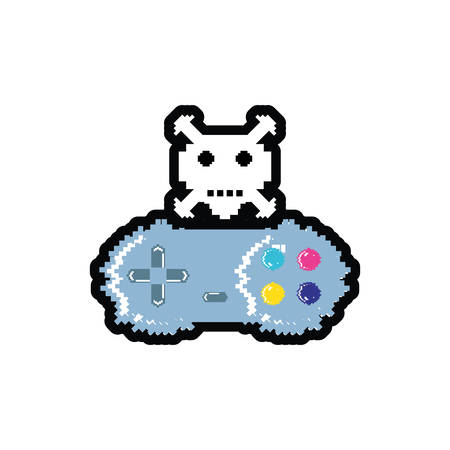 video game control with skull pixelated vector illustration design