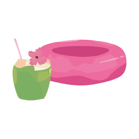summer time holiday float and cocktail vector illustrationのイラスト素材
