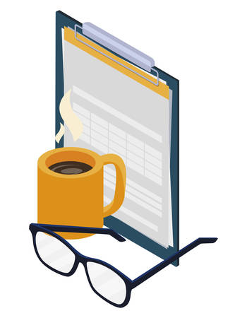 checklist clipboard with coffee cup and money vector illustration designのイラスト素材