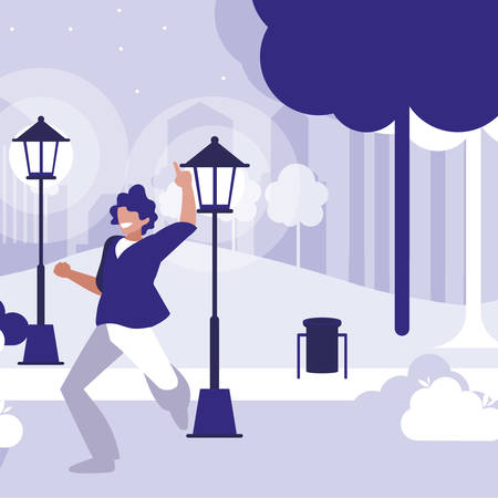 young dancer disco style in the park vector illustration designのイラスト素材