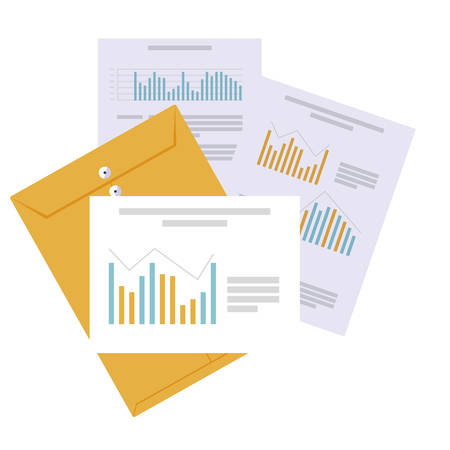 office supplies and manila envelope vector illustration designのイラスト素材