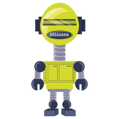 cartoon robot icon over white background colorful design vector illustrationのイラスト素材