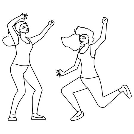 happy young women celebrating characters vector illustration designのイラスト素材