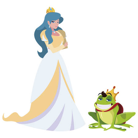 beautiful princess and toad prince of tales character vector illustration designのイラスト素材