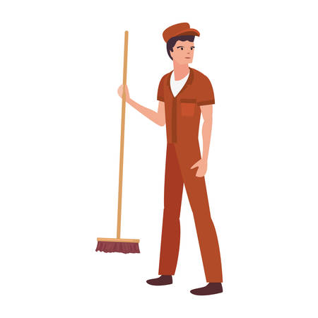 street sweeper profession labour day vector illustration designのイラスト素材
