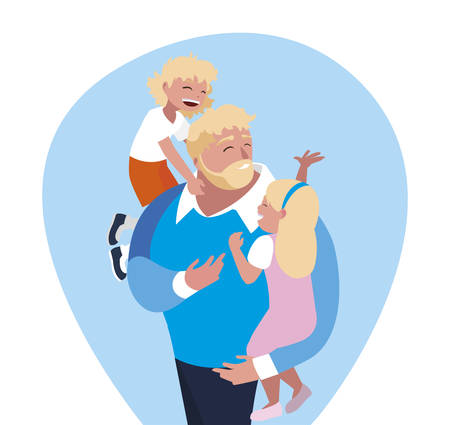 father with son and daughter characters vector illustration designのイラスト素材