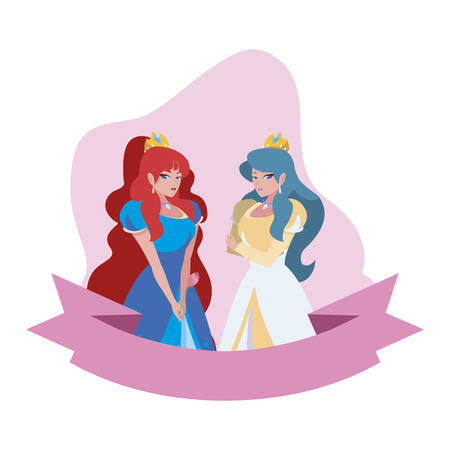 beautiful princesses of tales characters vector illustration designのイラスト素材