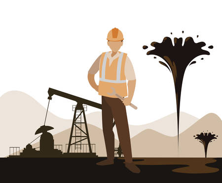 oil industry worker avatar character vector illustration designのイラスト素材
