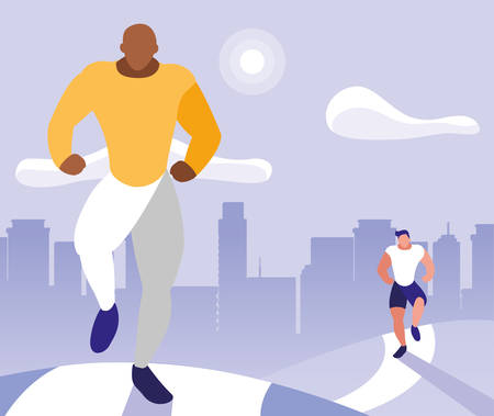 young men running outdoor vector illustration designのイラスト素材