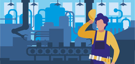 worker in factory workplace vector illustration designのイラスト素材