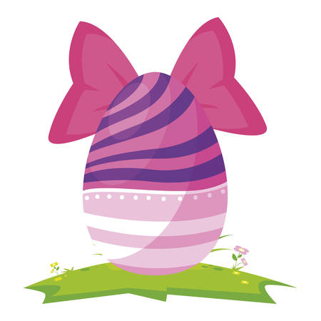 happy easter egg painted with bow ribbon vector illustration designのイラスト素材