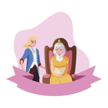 prince charming with queen on throne characters vector illustration designのイラスト素材