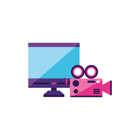 desktop with camera video app vector illustration designのイラスト素材