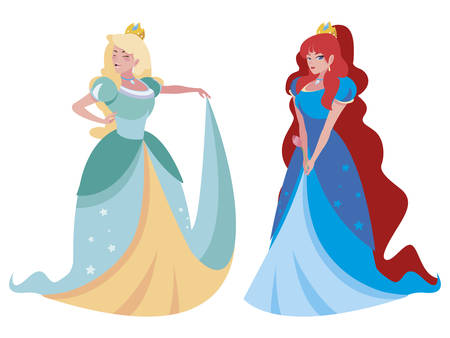 beautiful princesses of tales characters vector illustration designのイラスト素材