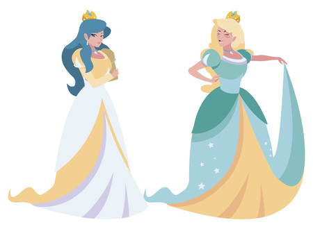 beautiful princesses of tales characters vector illustration designのイラスト素材