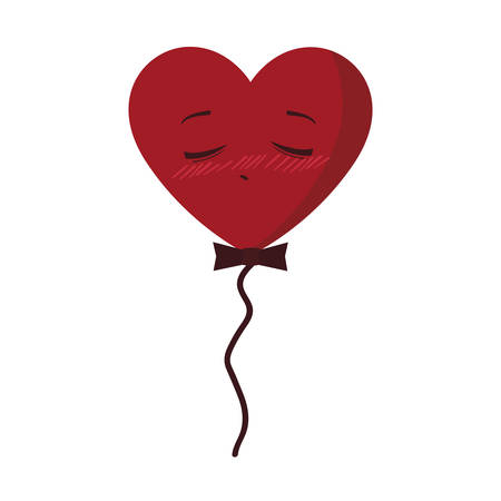 balloon helium with heart male kawaii character shape vector illustration designのイラスト素材