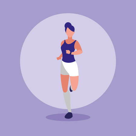 young athletic woman running avatar character vector illustration designのイラスト素材