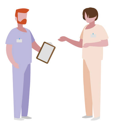 male medicine workers with uniforms vector illustration designのイラスト素材