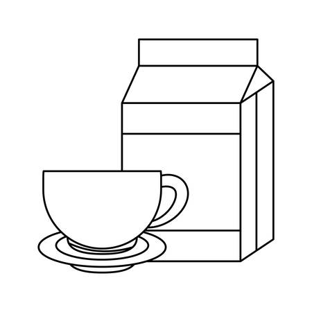 milk in box with cup and dish vector illustration designのイラスト素材