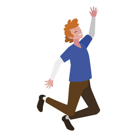 happy young man celebrating character vector illustration designのイラスト素材