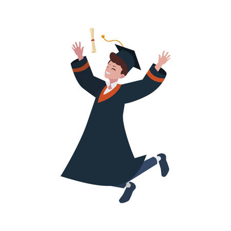 happy student boy graduated celebrating vector illustration designのイラスト素材
