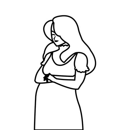 beautiful pregnancy woman character vector illustration designのイラスト素材