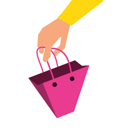 shopping bag with hand isolated icon vector illustration designのイラスト素材