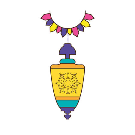 ramadan kareem lantern and garlands hanging vector illustration designのイラスト素材