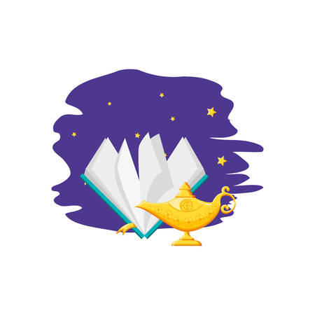 koran book with teapot ramadan kareem vector illustration designのイラスト素材