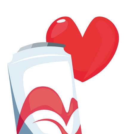 soda can drink love retro 80s white background vector illustrationのイラスト素材