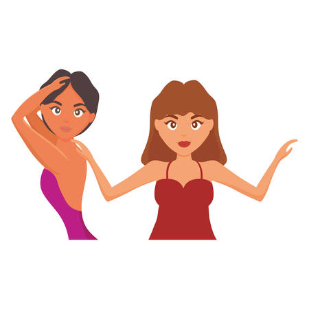 beautiful women with swimsuits vector illustration designのイラスト素材