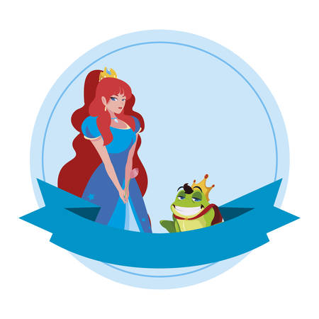 beautiful princess and toad prince of tales character vector illustration designのイラスト素材