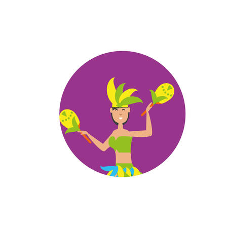 woman brazilian dancer in frame circular vector illustration designのイラスト素材